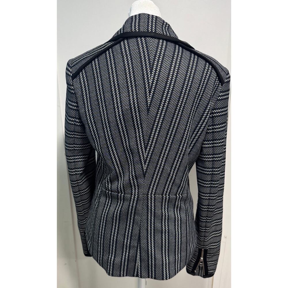 VERONICA BEARD Asymmetrical Striped Moto Jacket Blazer Zipper Size 2 - Picture 4 of 6